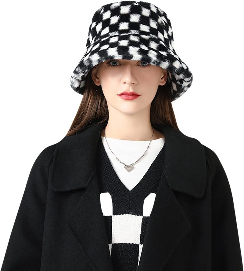 BEARUN Winter Faux Fur Furry Bucket Hat Fluffy Fuzzy Warm Hat Plush Fisherman Hat for Women Men Teens Girls - Image 5